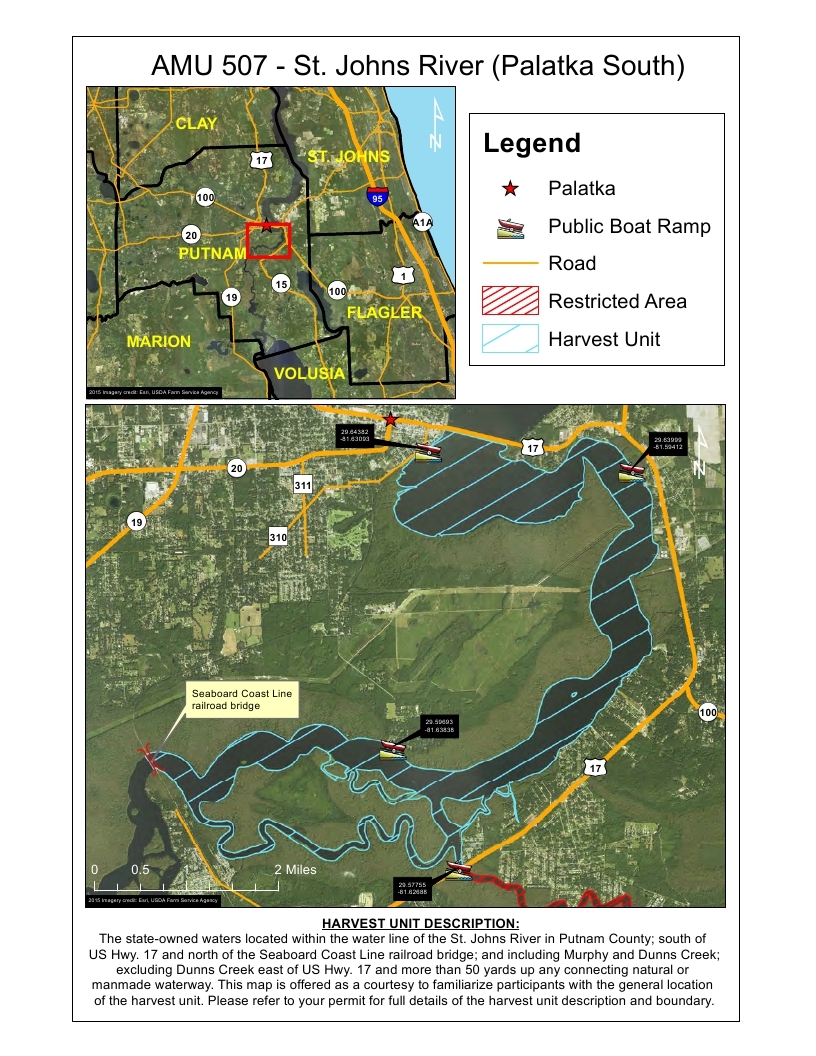 st johns river palatka gator harvest map
